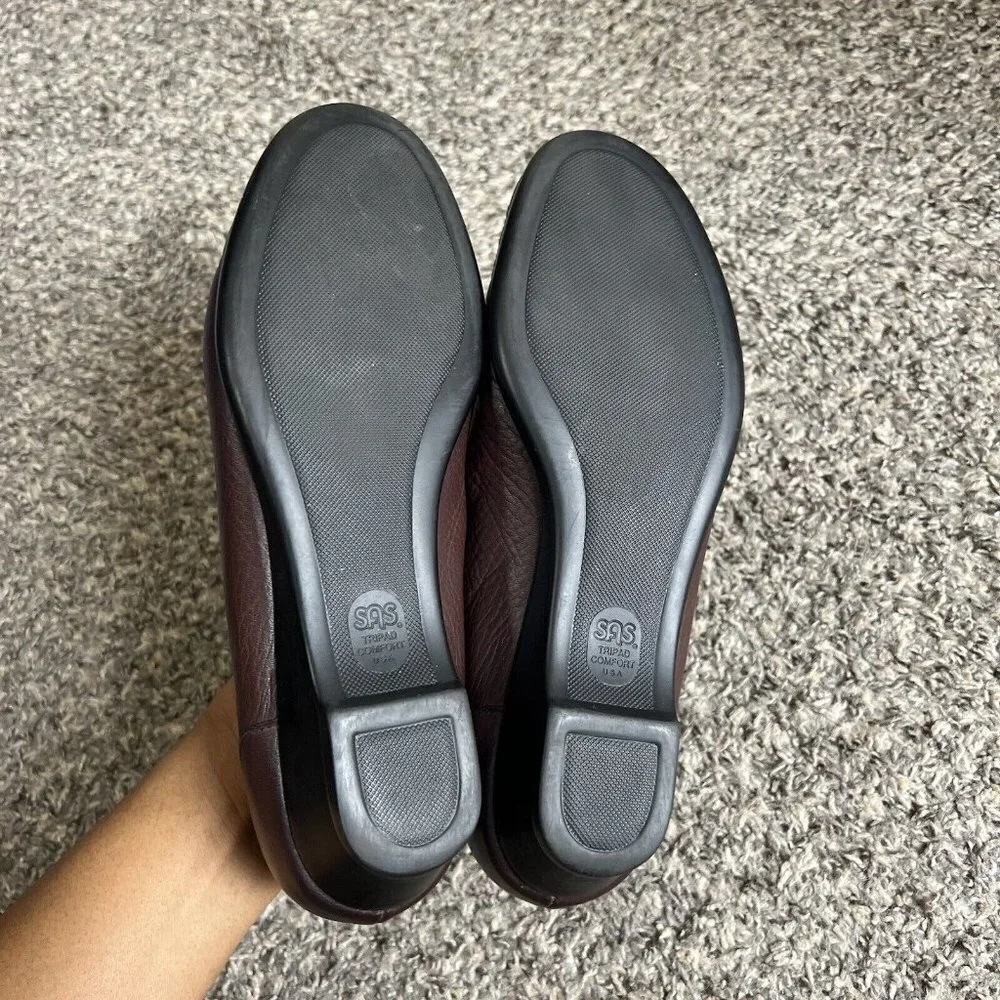 SAS Womens Size 10 M Easier Loafer Brown Burgundy Casual Slip On Shoes Tripad